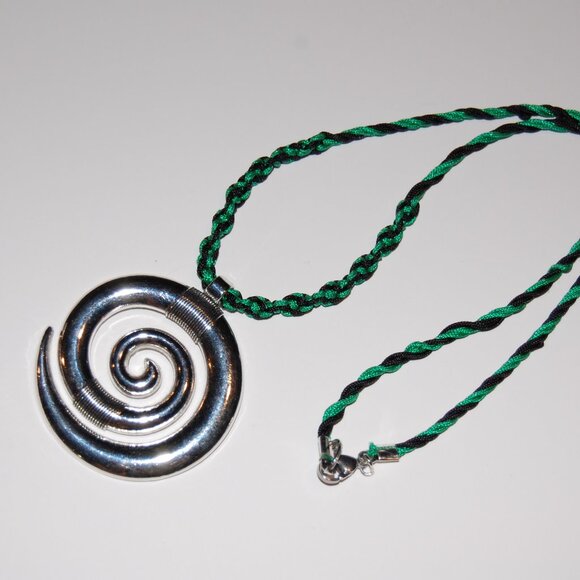Spiral Necklace,Braided Cord,Colorful Necklace,Bicolor Cord Necklace - Picture 2 of 3